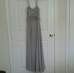 Elegant Grey Spaghetti-Strap Wedding Dress